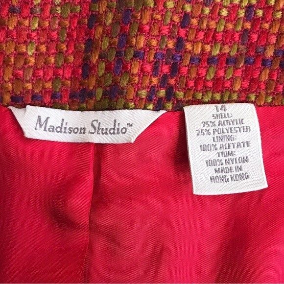 Vintage Madison Studio Boucle Soutache Braid Fringe Pink Jacket Women's Size 14 - Picture 6 of 14